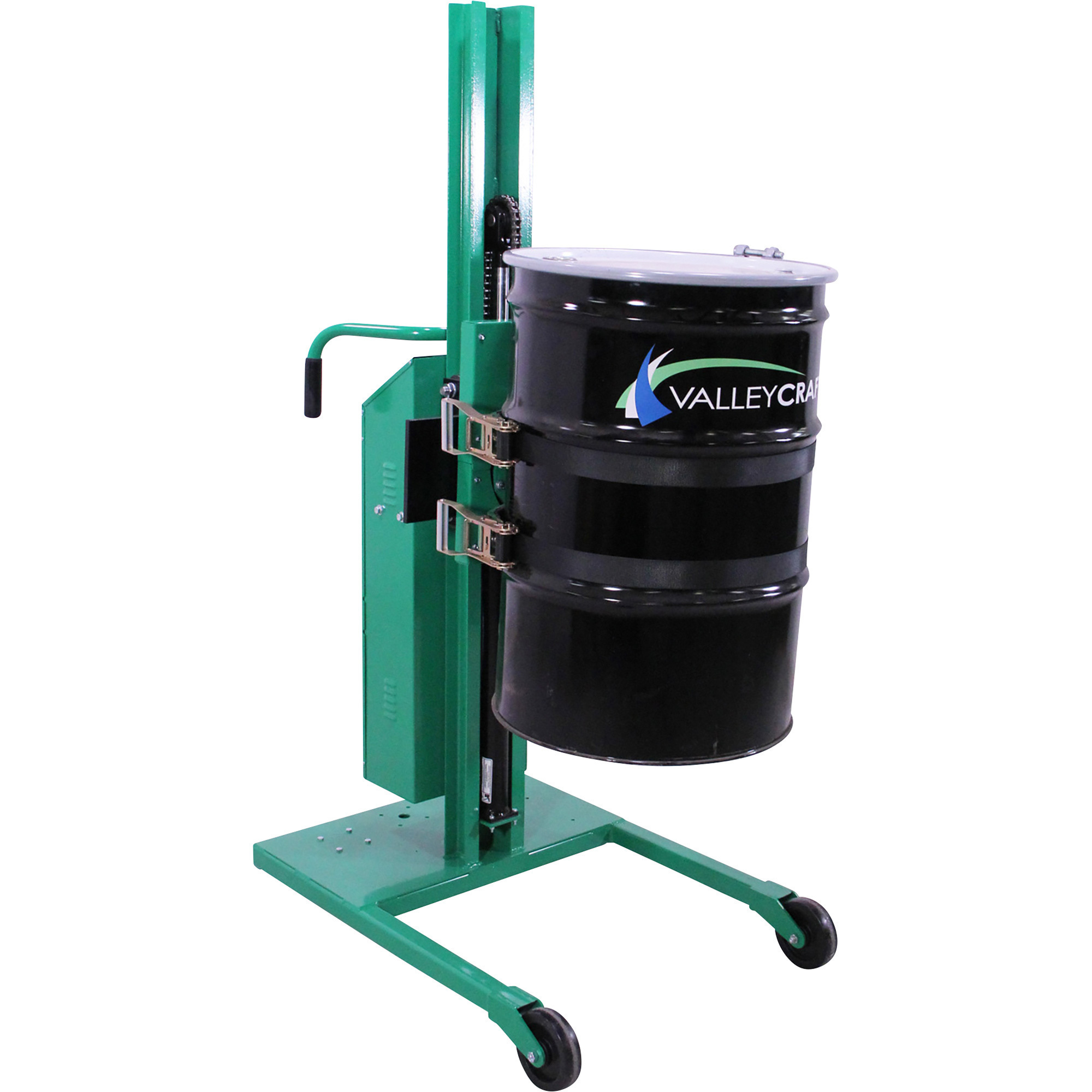 Valley Craft Drum Lift and Rotator, Semi-Powered, Powered Lift/Rotate, Manual Drive, Strap Connection, Straddle, 90in.H, 800-Lb. Capacity, Model# F88566C6